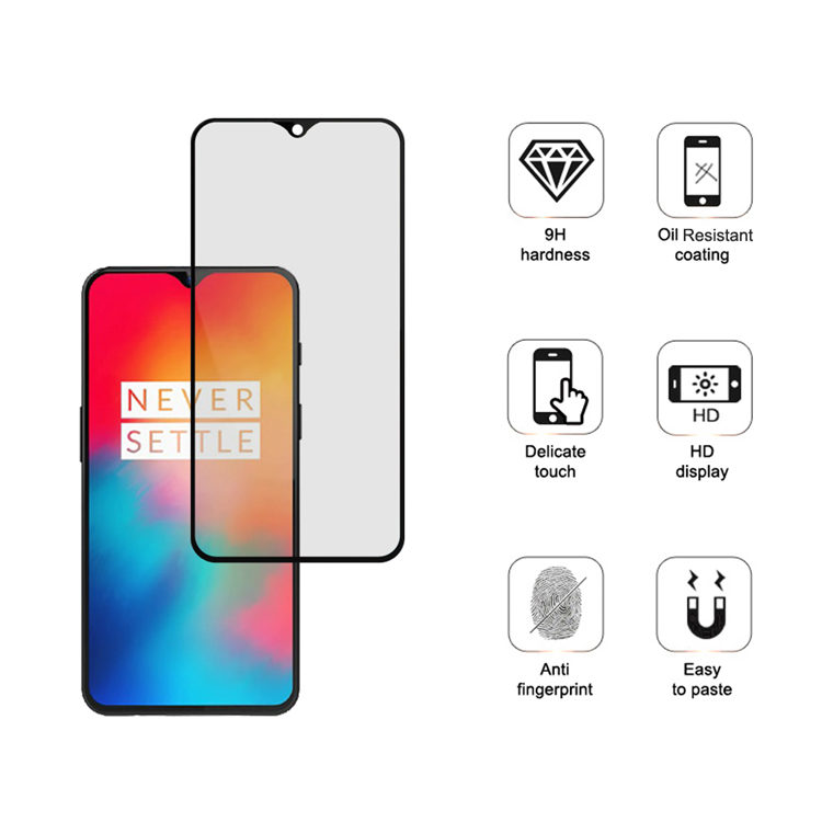 Dlix 2.5D silk print full glue tempered glass screen protector for OnePlus 6T