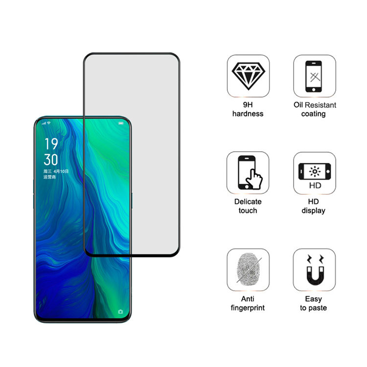 Dlix 2.5D silk print full glue tempered glass screen protector for Oppo Reno 6.4 inch