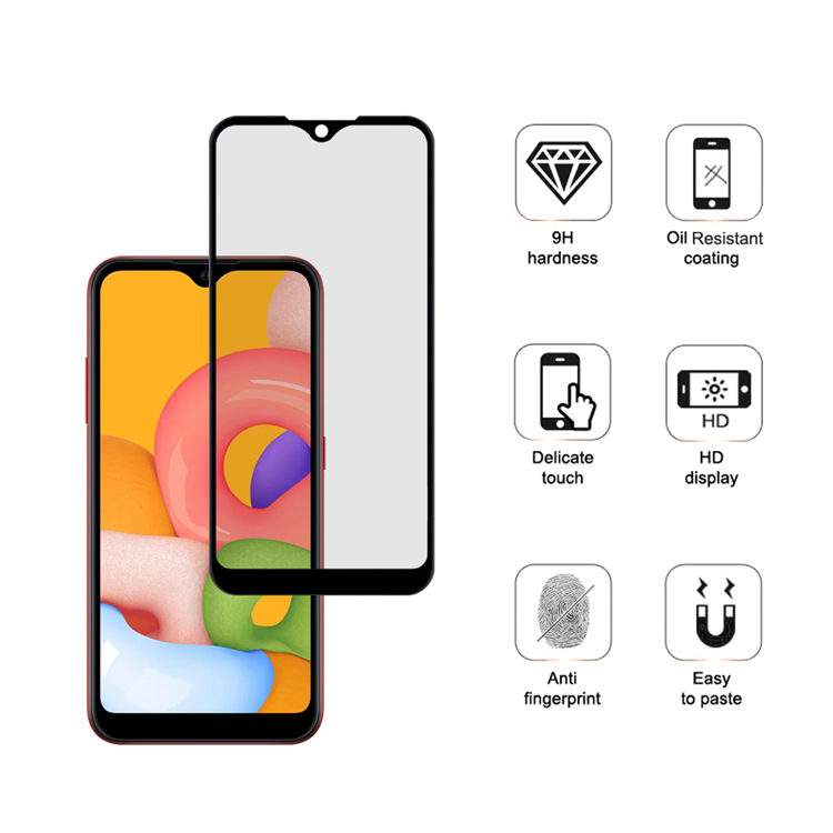 Dlix 2.5D silk print full glue tempered glass screen protector for Samsung Galaxy M01