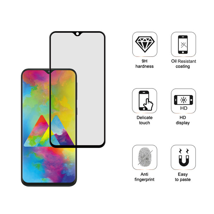 Dlix 3D hot bending full glue tempered glass screen protector for Samsung Galaxy M20