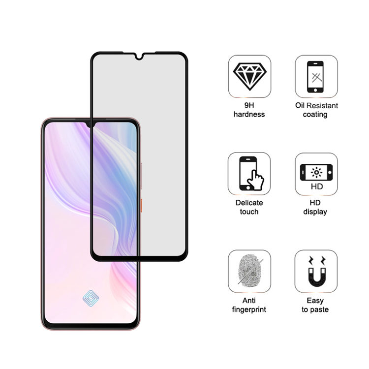 Dlix 2.5D silk print full glue tempered glass screen protector for Vivo Y9s