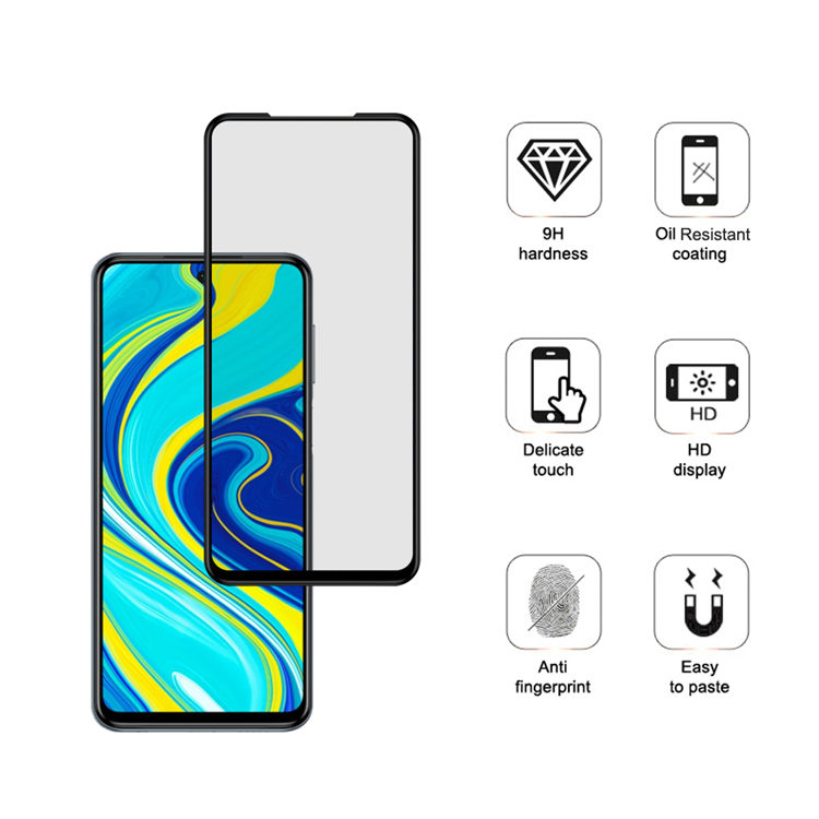 Dlix 2.5D silk print full glue tempered glass screen protector for Xiaomi Redmi Note 9S